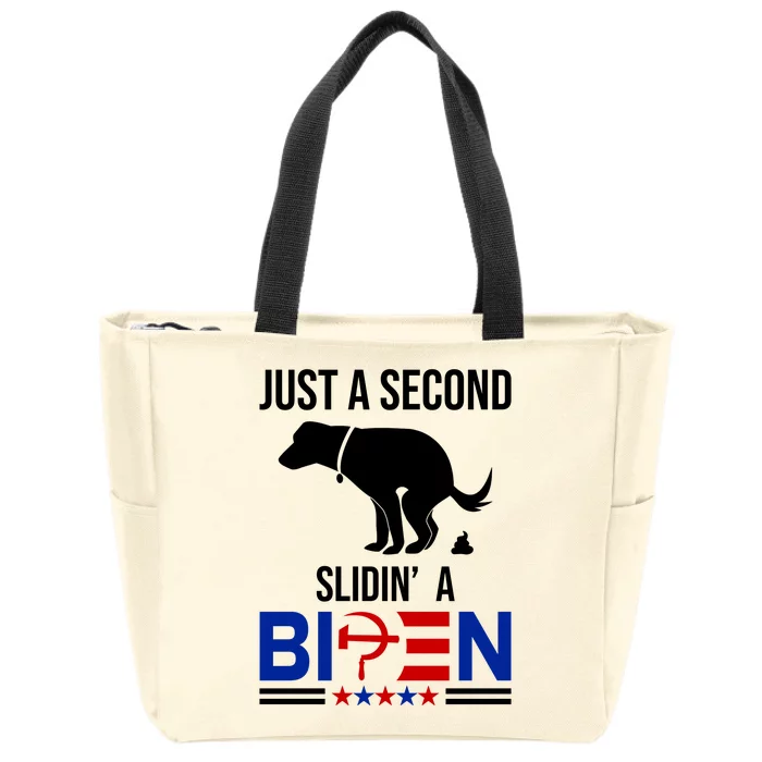 Just A Second Slidin A Biden Funny Dog Zip Tote Bag