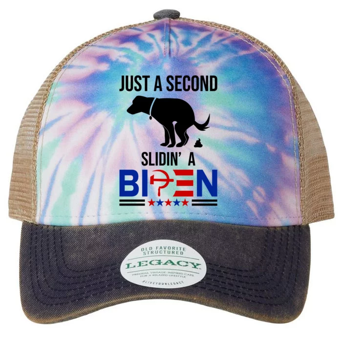 Just A Second Slidin A Biden Funny Dog Legacy Tie Dye Trucker Hat