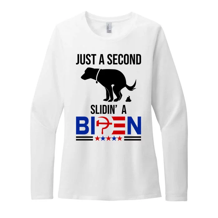 Just A Second Slidin A Biden Funny Dog Womens CVC Long Sleeve Shirt