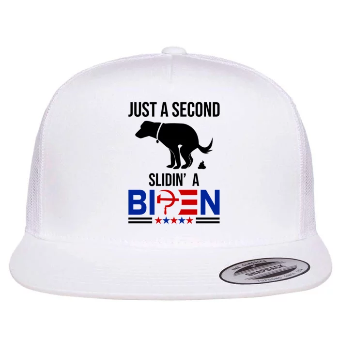 Just A Second Slidin A Biden Funny Dog Flat Bill Trucker Hat