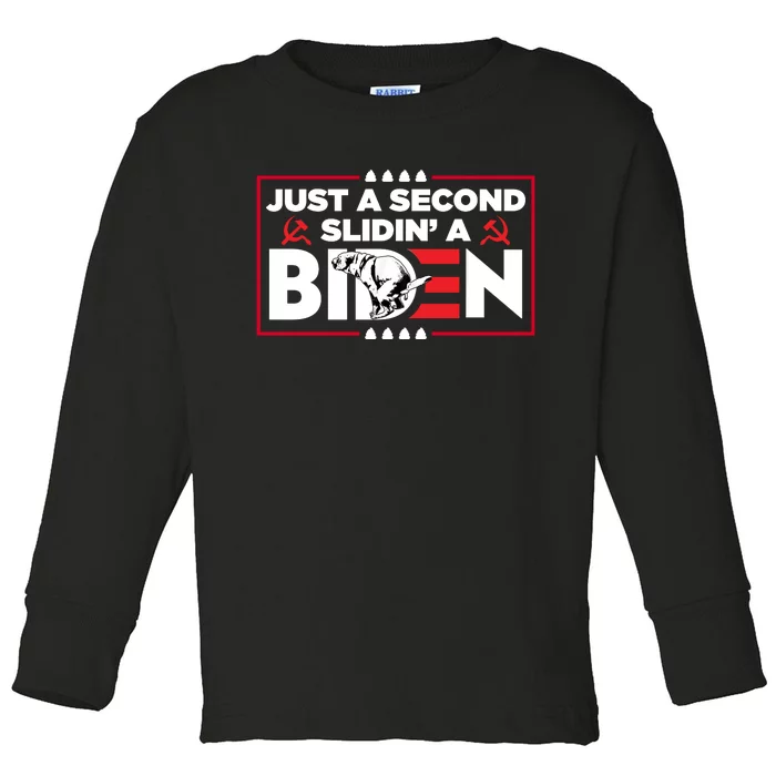 Just A Second Slidin' A Biden Funny Biden Toddler Long Sleeve Shirt