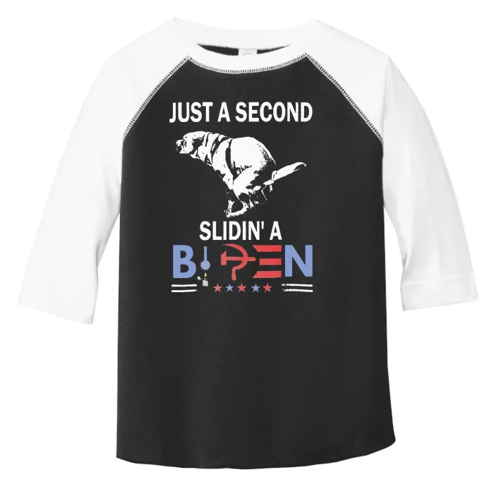 Just A Second Slidin A Biden Joe Biden Anti Biden Toddler Fine Jersey T-Shirt