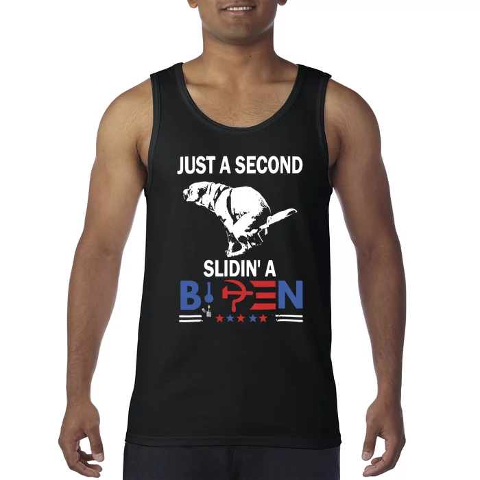 Just A Second Slidin A Biden Funny Dog Tank Top