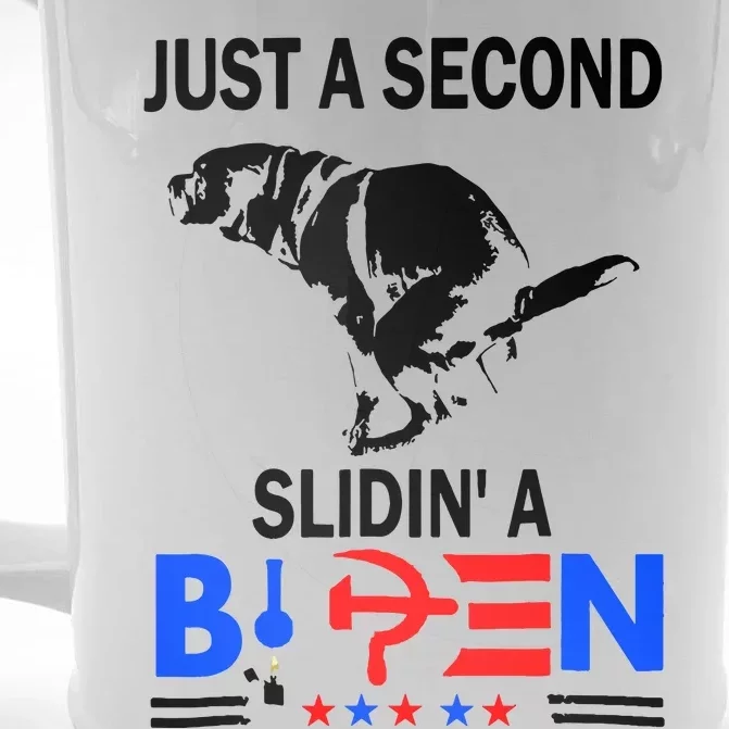 Just A Second Slidin A Biden Funny Joe Biden Anti Biden Front & Back Beer Stein