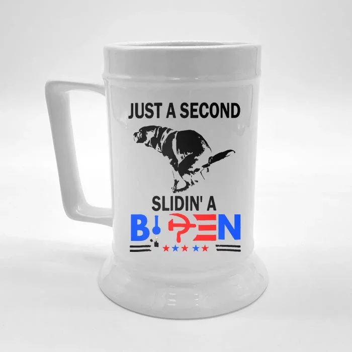 Just A Second Slidin A Biden Funny Joe Biden Anti Biden Front & Back Beer Stein