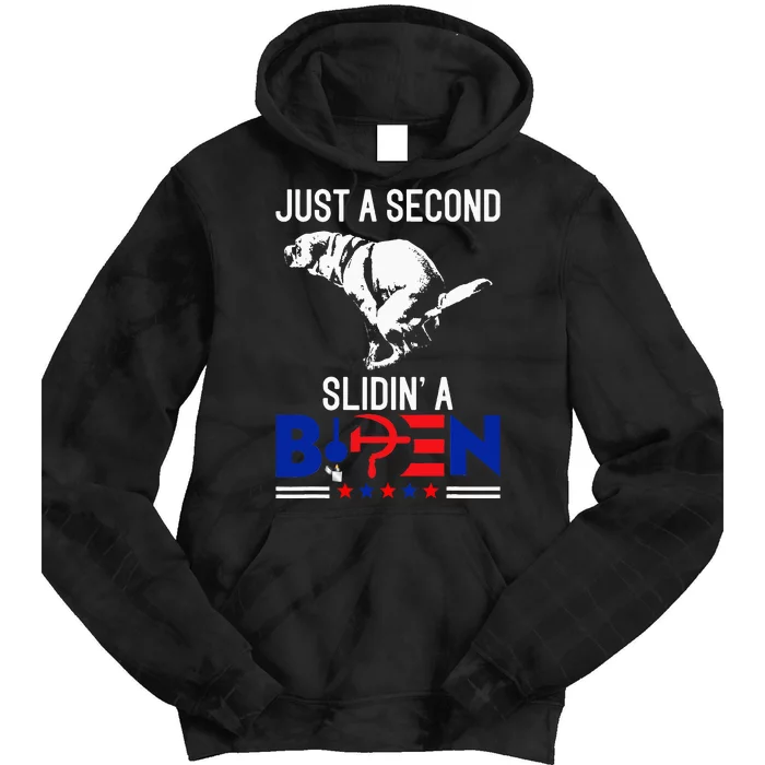 Just A Second Slidin A Biden Humour Biden Tie Dye Hoodie