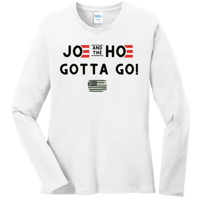 Joe And The Hoe Gotta Go! American Flag Ladies Long Sleeve Shirt