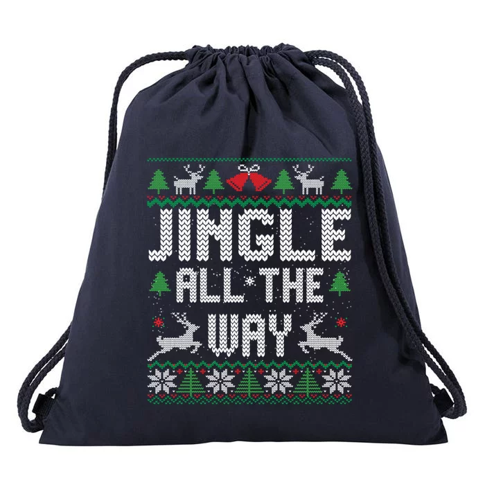 Jingle All The Way Ugly Christmas Sweaters Gift Drawstring Bag