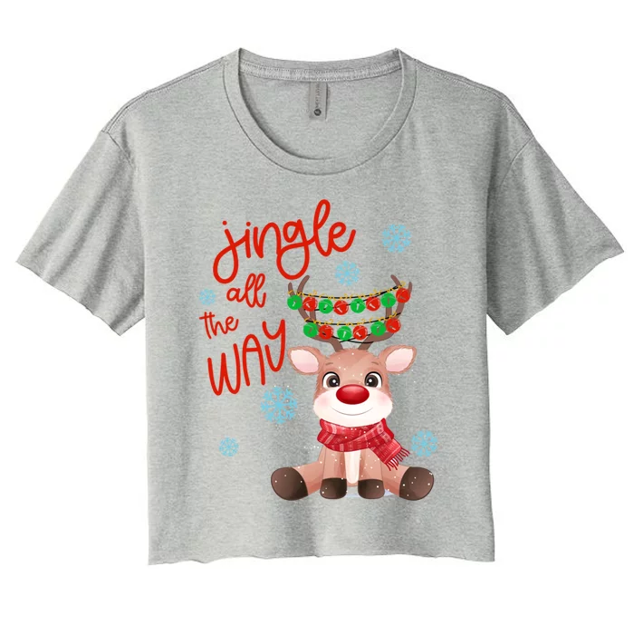 Jingle All The Way Funny Reindeer Gift Women's Crop Top Tee