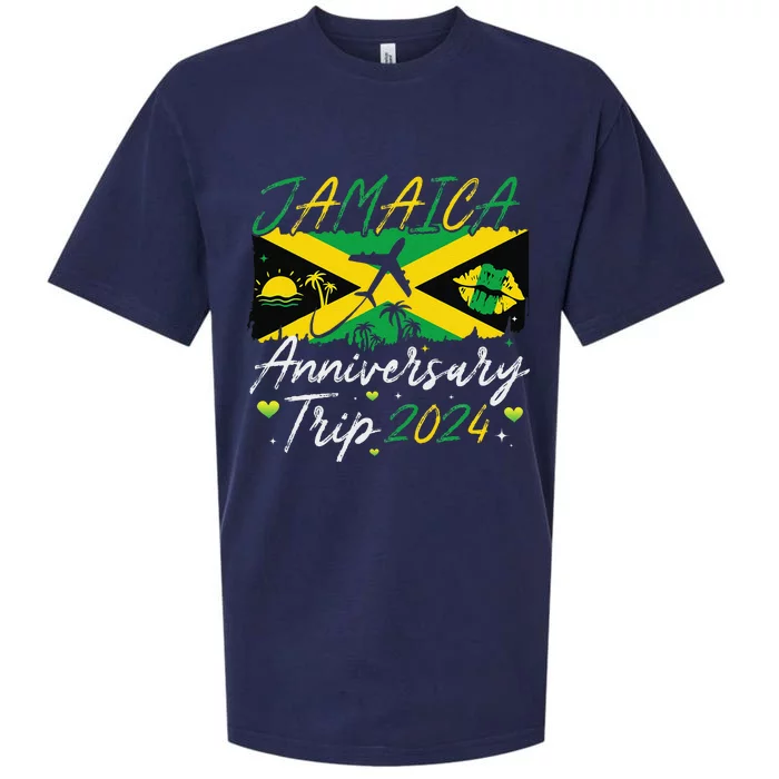 Jamaica Anniversary Trip 2024 Couple Summer Vacation Trip Sueded Cloud Jersey T-Shirt