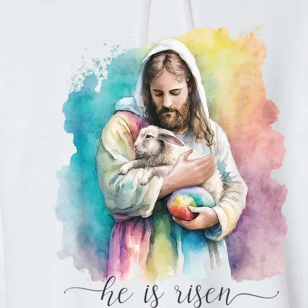 Jesus And The Easter Bunny He Is Risen Christian Garment-Dyed Fleece Hoodie