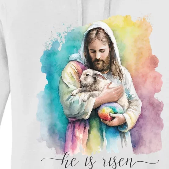 Jesus And The Easter Bunny He Is Risen Christian Women's Pullover Hoodie