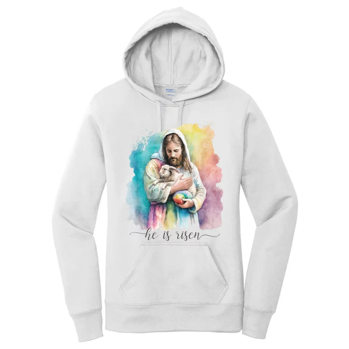 Jesus And The Easter Bunny He Is Risen Christian Women's Pullover Hoodie