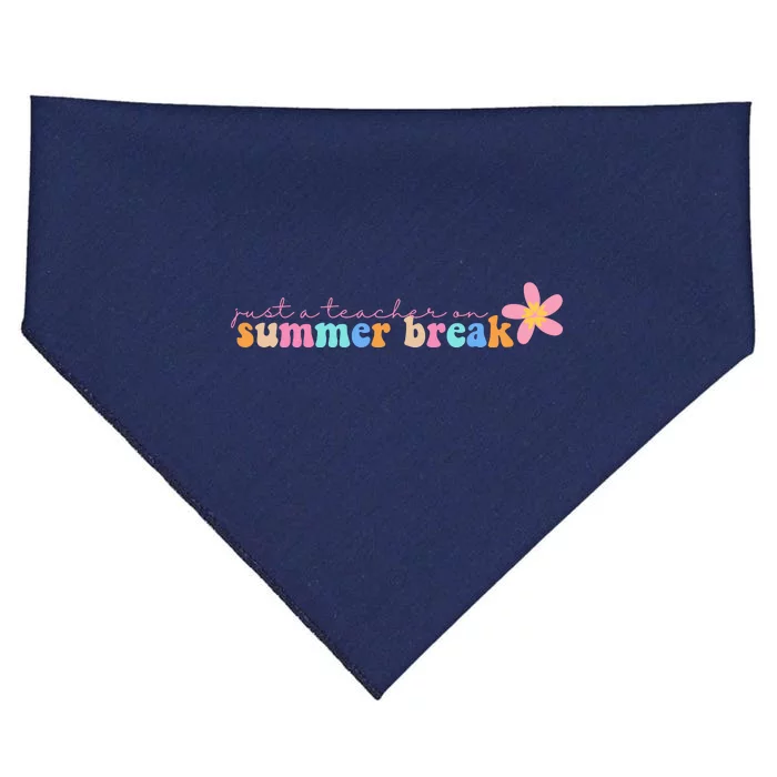 Just A Teacher On Summer Break Flower USA-Made Doggie Bandana