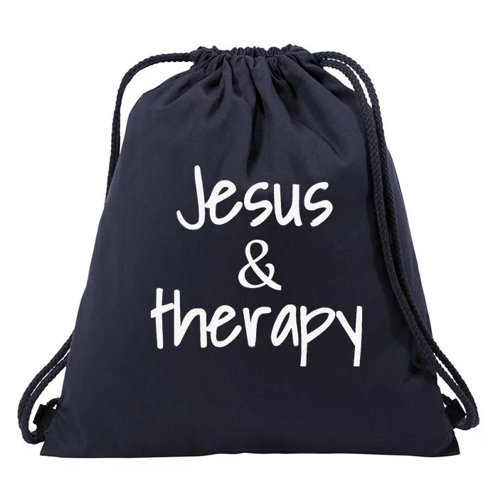 Jesus And Therapy Christian Humor For Christian Counselors Drawstring Bag