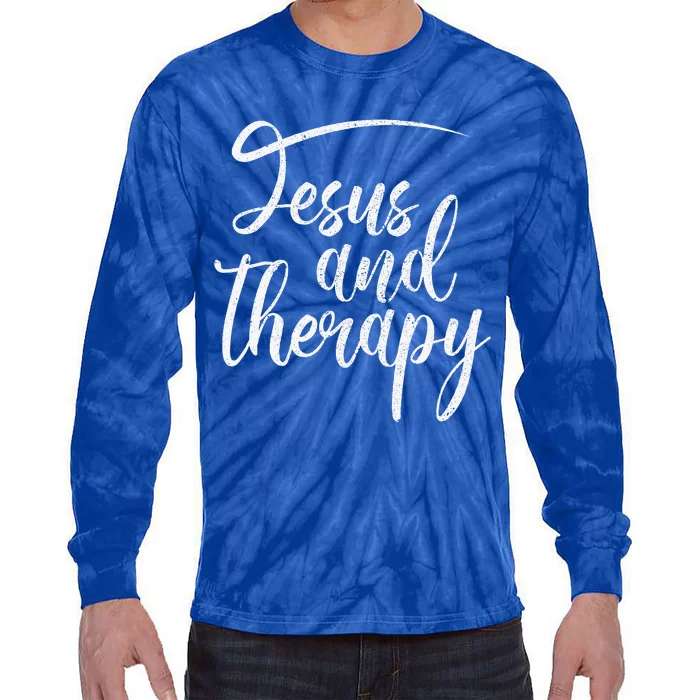 Jesus And Therapy Religious Christian Humor Tie-Dye Long Sleeve Shirt