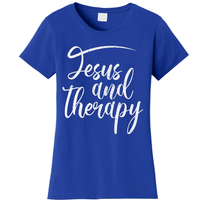 Jesus And Therapy Religious Christian Humor Women's T-Shirt