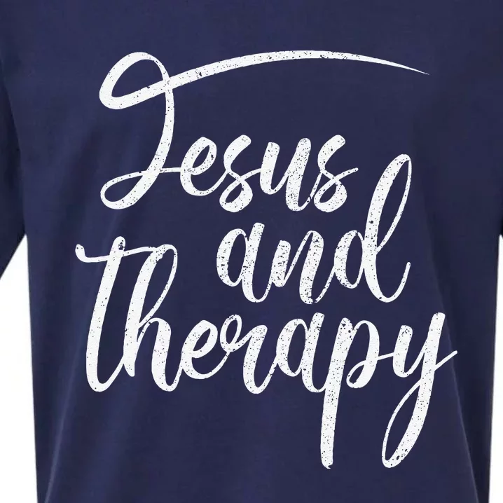 Jesus And Therapy Religious Christian Humor Sueded Cloud Jersey T-Shirt