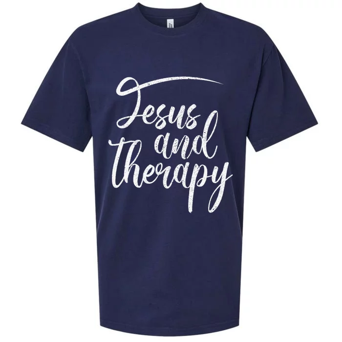 Jesus And Therapy Religious Christian Humor Sueded Cloud Jersey T-Shirt