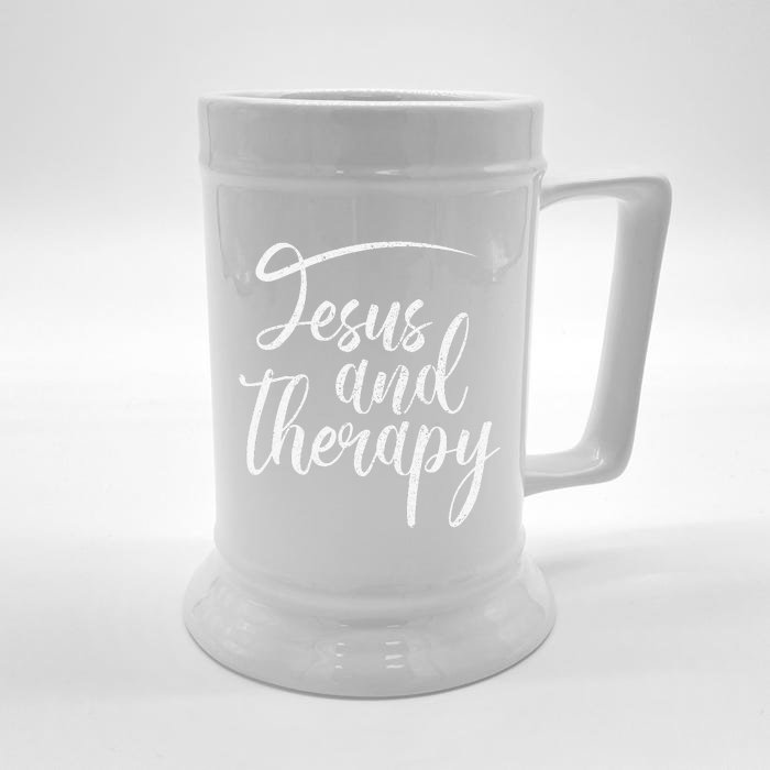 Jesus And Therapy Religious Christian Humor Front & Back Beer Stein