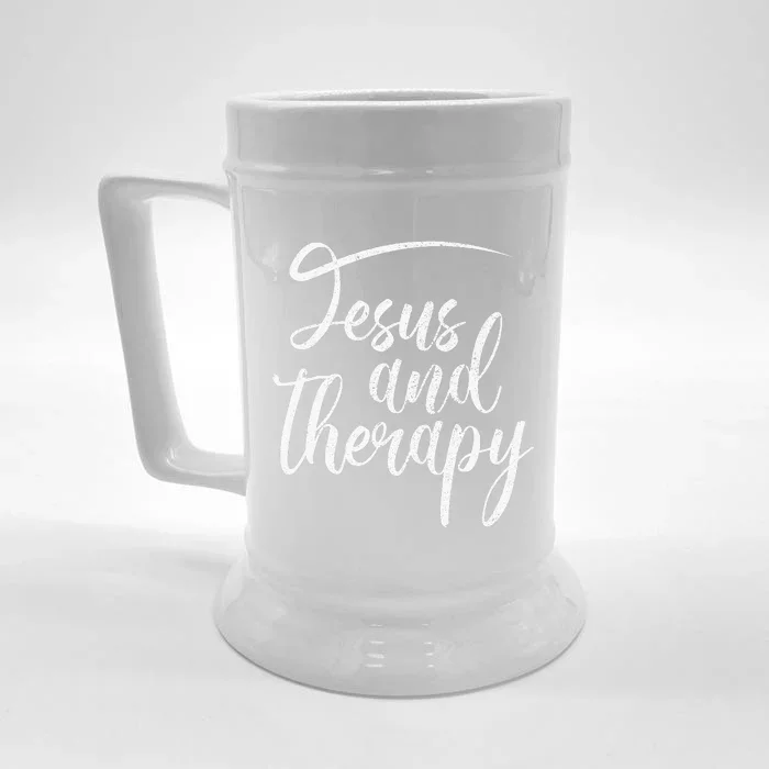 Jesus And Therapy Religious Christian Humor Front & Back Beer Stein