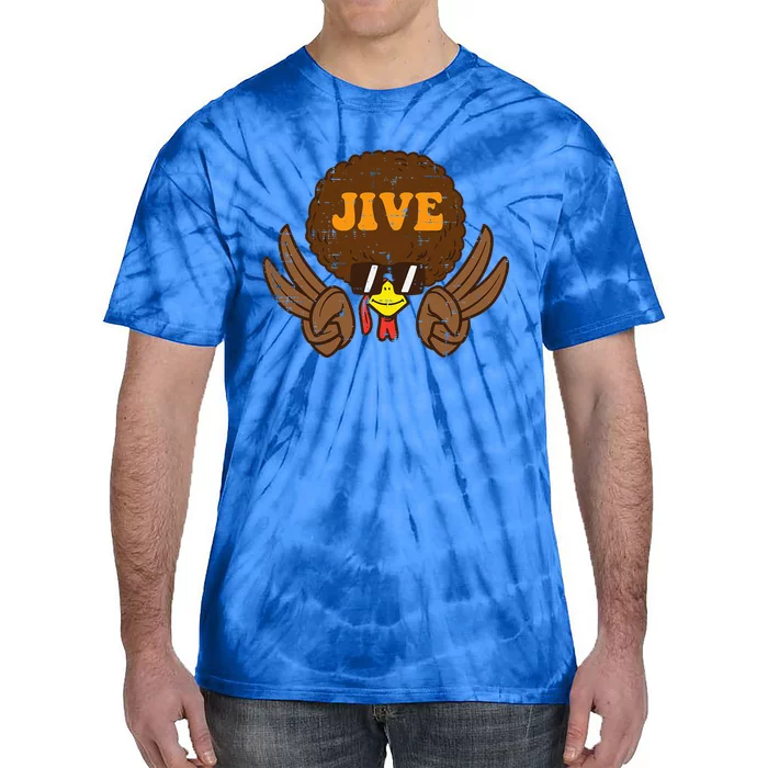 Jive Afro Turkey Peace Sign 70s Retro Thanksgiving Tie-Dye T-Shirt