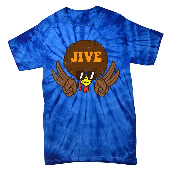 Jive Afro Turkey Peace Sign 70s Retro Thanksgiving Tie-Dye T-Shirt