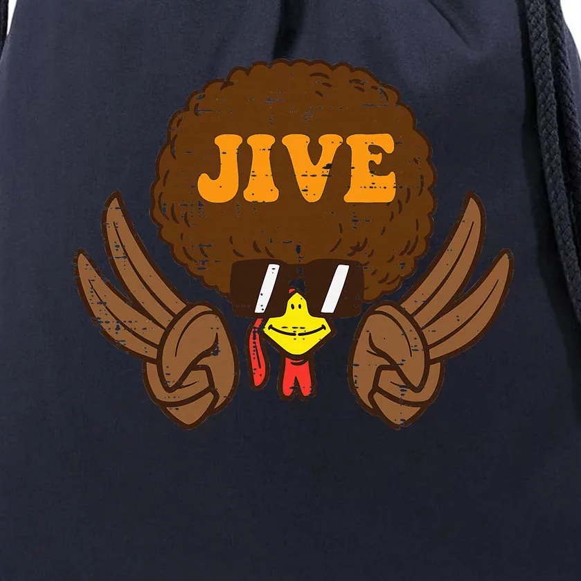 Jive Afro Turkey Peace Sign 70s Retro Thanksgiving Drawstring Bag