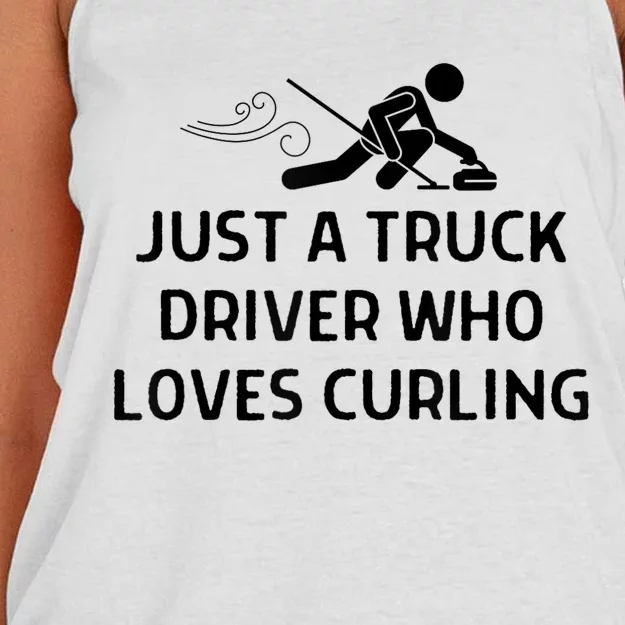 Just A Truck Driver Who Loves Curling Outfit Women's Knotted Racerback Tank