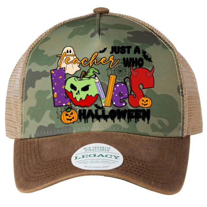 Just A Teacher Who Loves Halloween Gift Legacy Tie Dye Trucker Hat