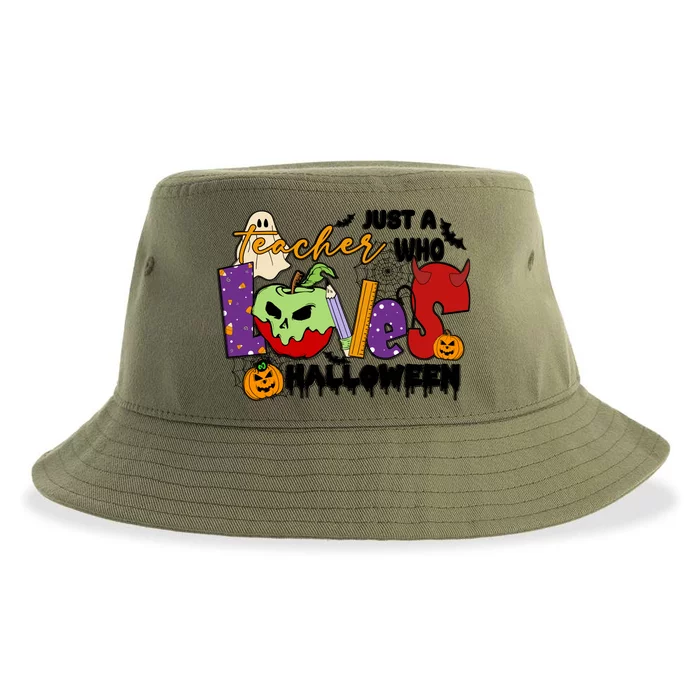 Just A Teacher Who Loves Halloween Gift Sustainable Bucket Hat