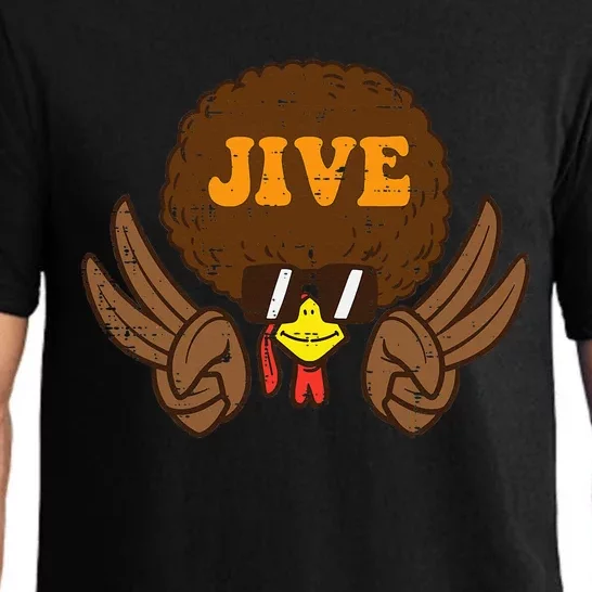 Jive Afro Turkey Peace Sign 70s Retro Thanksgiving Pajama Set