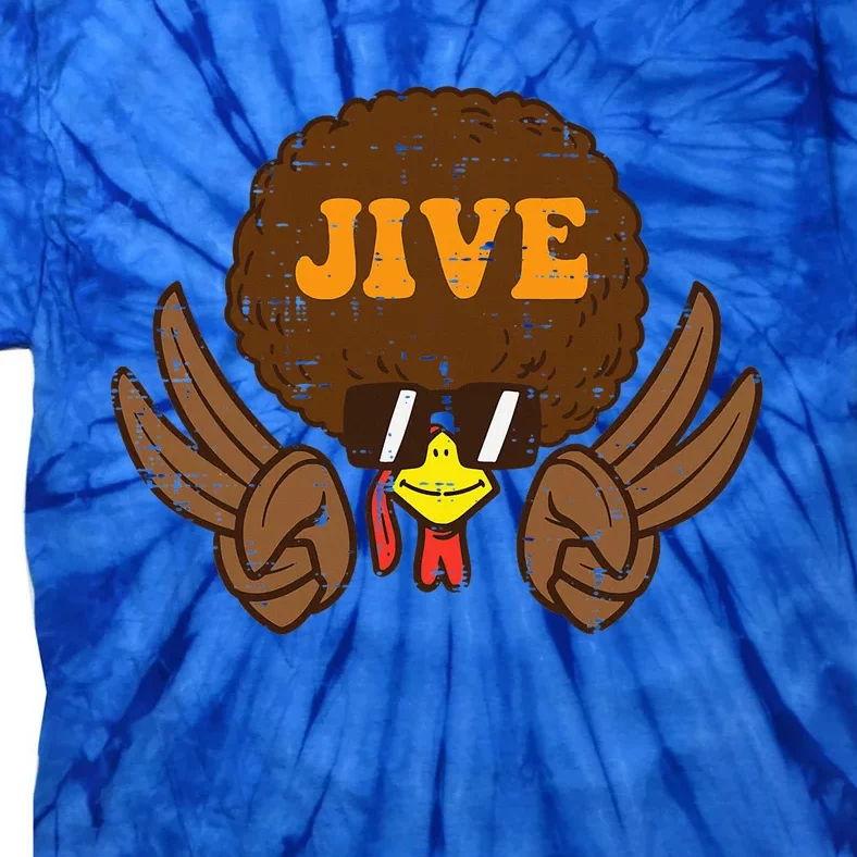 Jive Afro Turkey Peace Sign 70s Retro Thanksgiving Tie-Dye T-Shirt