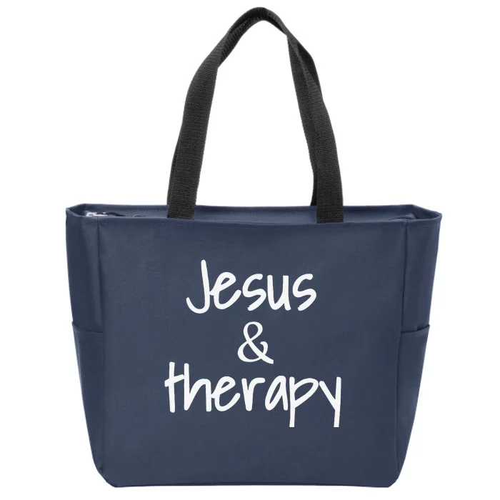 Jesus And Therapy Christian Humor For Christian Counselors Zip Tote Bag