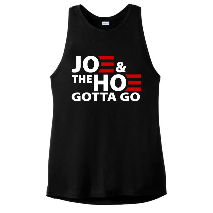 Joe And The Ho Gotta Gotta Go Funny Anti Biden Harris Ladies Tri-Blend Wicking Tank