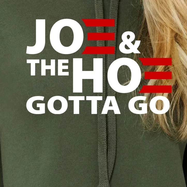 Joe And The Ho Gotta Gotta Go Funny Anti Biden Harris Crop Top Hoodie