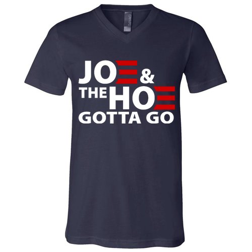 Joe And The Ho Gotta Gotta Go Funny Anti Biden Harris V-Neck T-Shirt