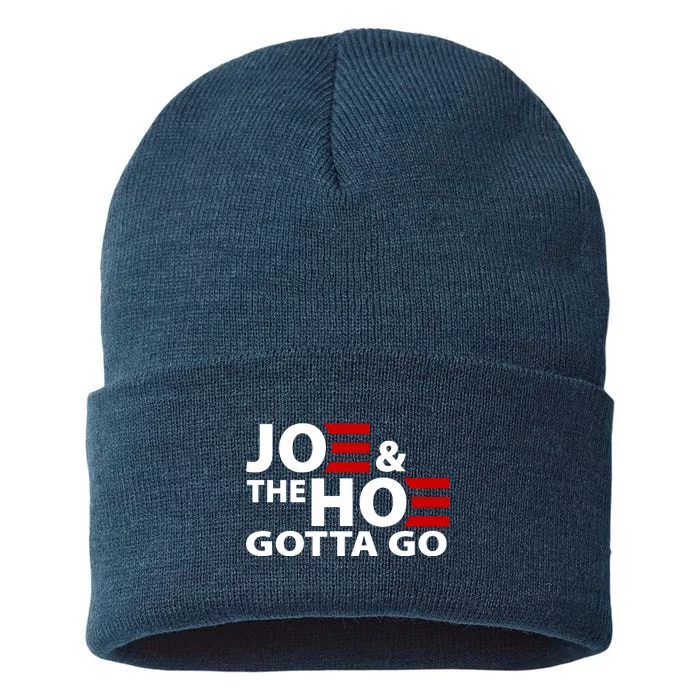 Joe And The Ho Gotta Gotta Go Funny Anti Biden Harris Sustainable Knit Beanie