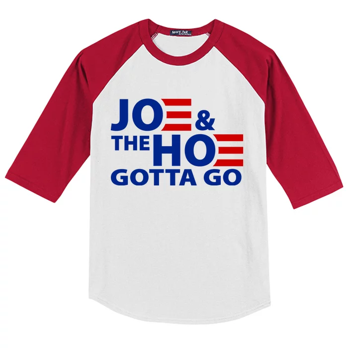 Joe And The Ho Gotta Gotta Go Funny Anti Biden Harris Kids Colorblock Raglan Jersey