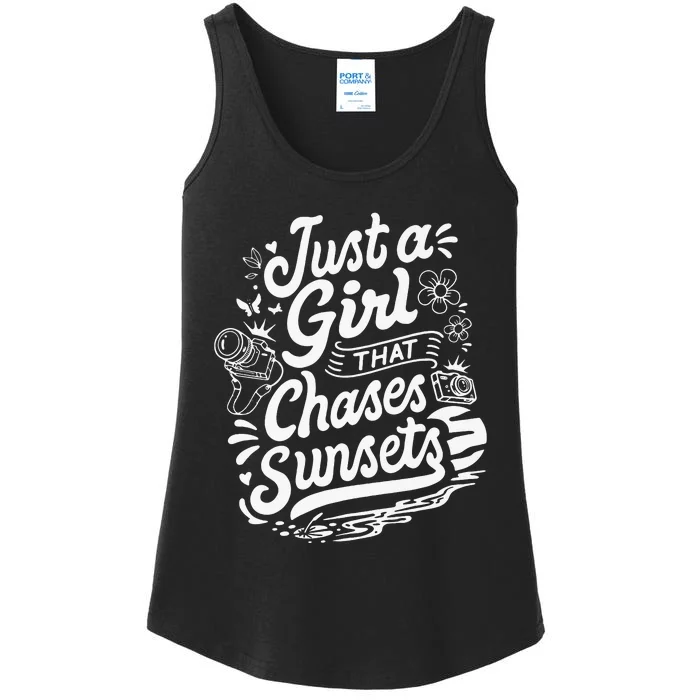 Just a  that Chases Sunsets Photographer Ladies Essential Tank