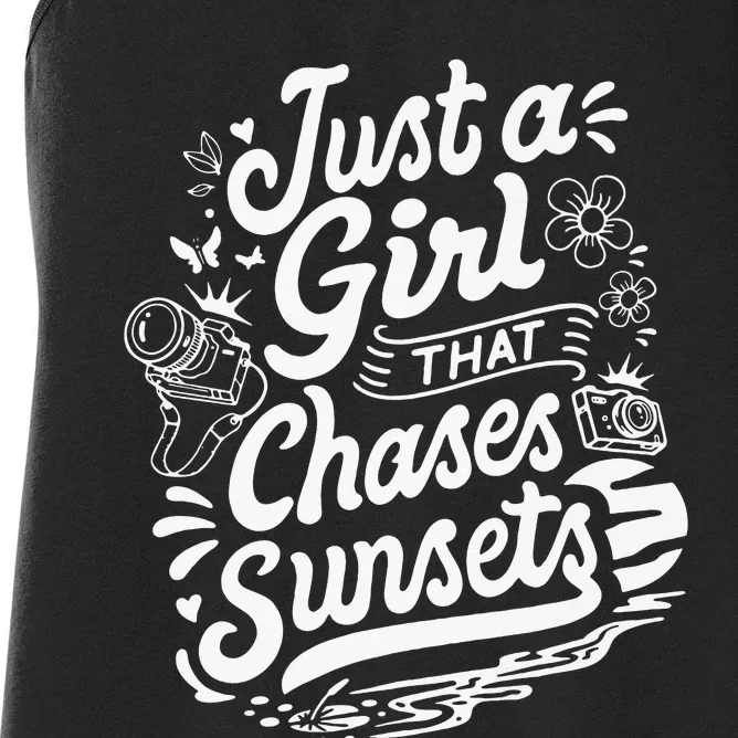 Just a  that Chases Sunsets Photographer Women's Racerback Tank