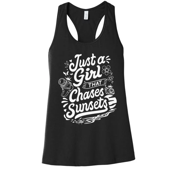 Just a  that Chases Sunsets Photographer Women's Racerback Tank