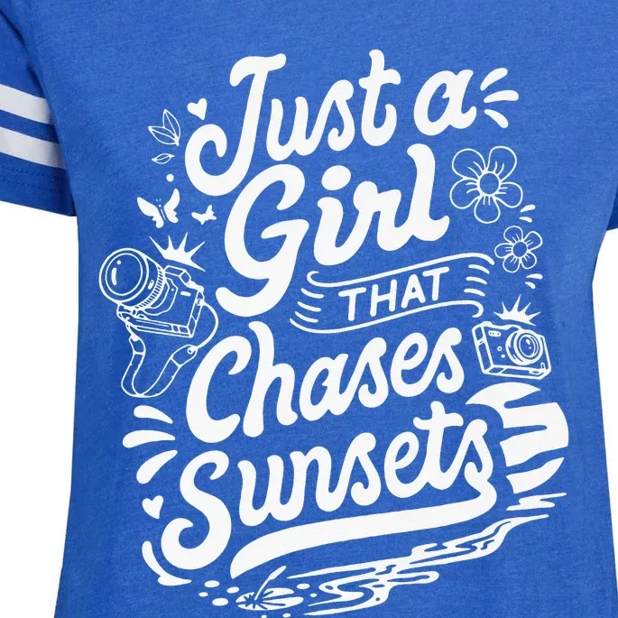 Just a  that Chases Sunsets Photographer Enza Ladies Jersey Football T-Shirt