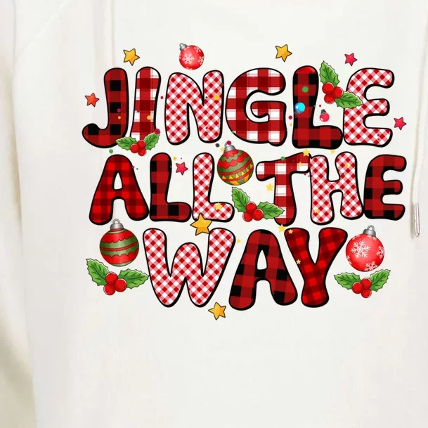 Jingle All The Way Christmas Lights Funny Gift Womens Funnel Neck Pullover Hood