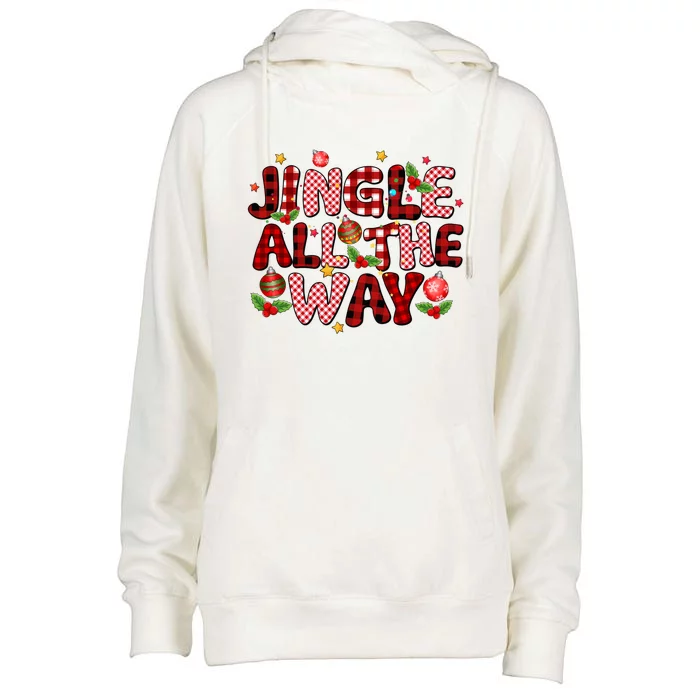 Jingle All The Way Christmas Lights Funny Gift Womens Funnel Neck Pullover Hood