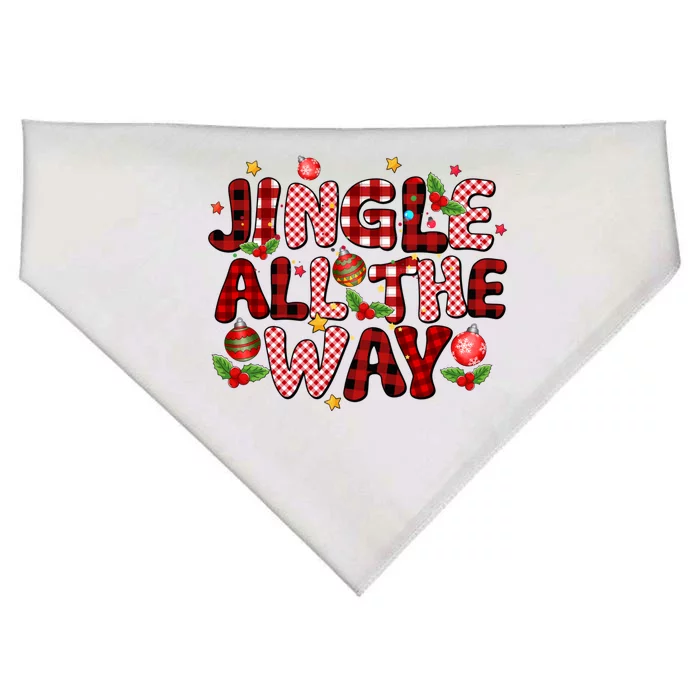 Jingle All The Way Christmas Lights Funny Gift USA-Made Doggie Bandana