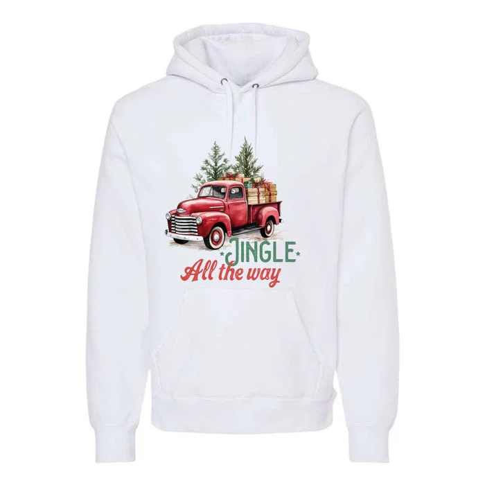 Jingle All The Way Red Christmas Pickup Truck Premium Hoodie