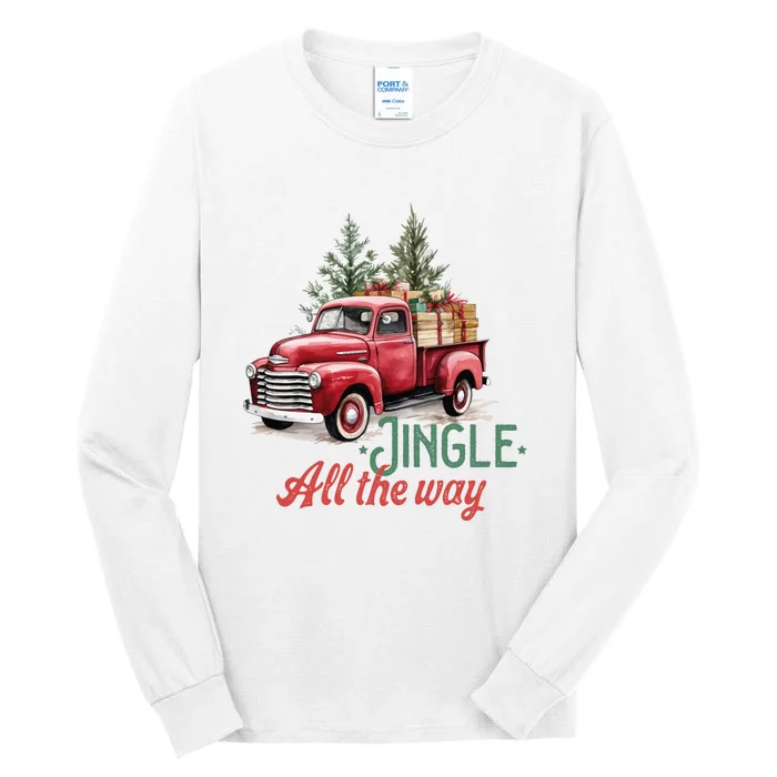 Jingle All The Way Red Christmas Pickup Truck Tall Long Sleeve T-Shirt