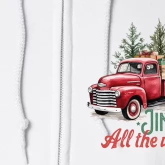 Jingle All The Way Red Christmas Pickup Truck Full Zip Hoodie