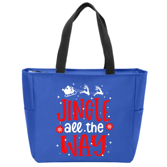 Jingle All The Way Christmas Pajama Xmas Snowflakes Holiday Meaningful Gift Zip Tote Bag